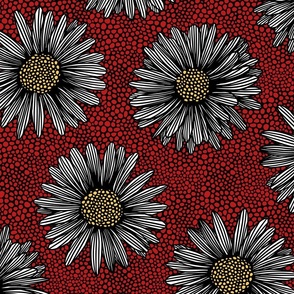 ORGANA SUNFLOWER FLORAL- RED LRG