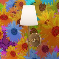 Colorful Sunflower Explosion Photography \ Yellow Background