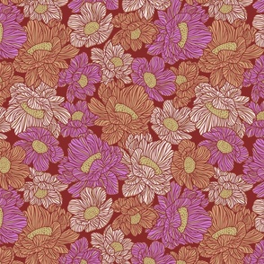 FRIGA ORNATE MEADOW FLORAL- RED SML