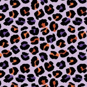 The fat leopard - Halloween cheetah spots wild animal print for fall and pumpkin season black blush orange purple on lilac