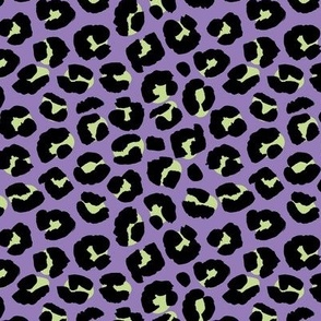 The fat leopard - Halloween cheetah spots wild animal print for fall and pumpkin season black zombie green on lilac purple nineties palette