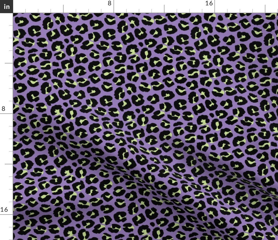 The fat leopard - Halloween cheetah spots wild animal print for fall and pumpkin season black zombie green on lilac purple nineties palette