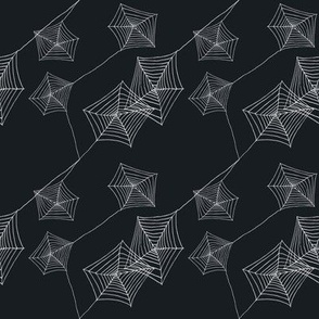 Spider web textile seamless pattern on black,  Small, 4-inch
