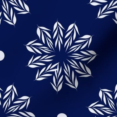 flower circles - navy blue FABRIC