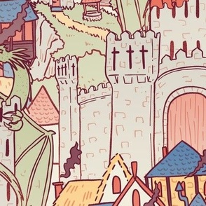 Medieval Fantasy City, parade day colours, large scale