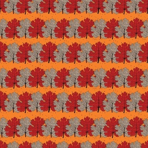 Small Scale Plume Poppy Leaves in bright orange on a textured background