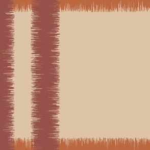 Ikat plaid cabin core orange and brick red on beige tan - large scale