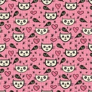 Happy-Halloween-cats-with-boo-speech-bubbles-and-hearts-on-vintage-pink-XS-tiny