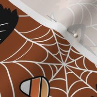 Large Scale / Vintage Halloween Cat Pumpkin Bat Spider  / Russet