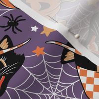 Small Scale / Vintage Halloween Cat Pumpkin Bat Spider / Purple