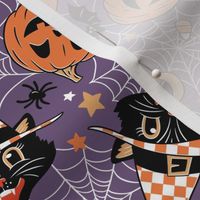 Tiny Scale / Vintage Halloween Cat Pumpkin Bat Spider / Purple