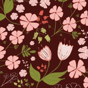 Peach color floral pattern  