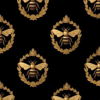 5"  Buzzworthy Artistry: Napoleonic Bees, Queen Bee, Faux Gilt on Black 