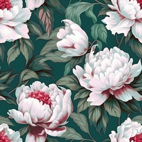 Peony dreams red white