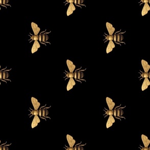 Turned left 9"   Buzzworthy Artistry: Napoleonic Bees, Queen Bee, Faux Gilt on Black  1