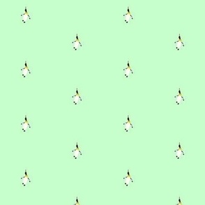 Dancing King Penguin open pattern on light green
