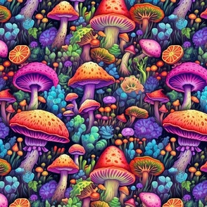 neon mushrooms blossom