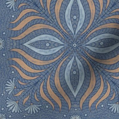 Earthtones cornflower, embroidery patterns, in blue