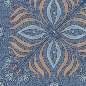 Earthtones cornflower, embroidery patterns, in blue