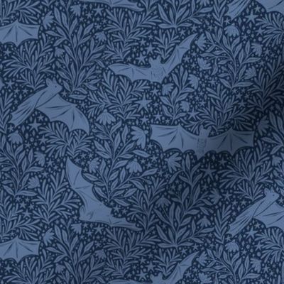 Night Sky Bats and Blooms - dark blue navy - small