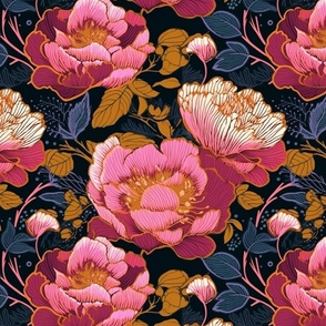 blossoming peonies