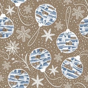 Snowy Christmas Decorations Gingerbread Background