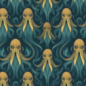 Octopus in yellow and green