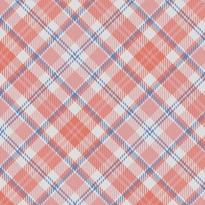 Baby Blue and Baby Pinks White Boxes Plaid 45 degree angle