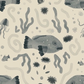 Blob Fish Fabric, Wallpaper and Home Decor