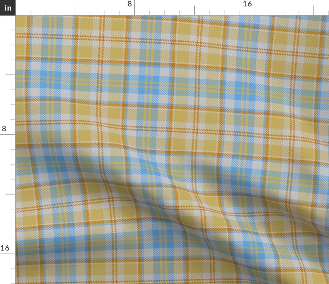 Baby Blue and Light Yellow White Boxes Plaid