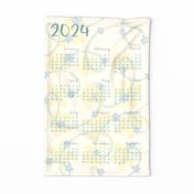 2024 Loopsy Daisy Calendar Tea Towel - Blue, Green, Yellow