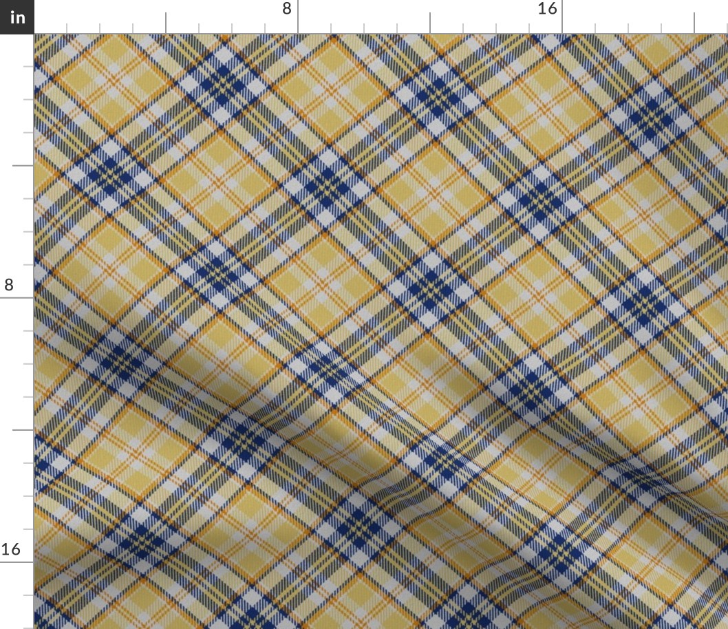 Light Yellow and Dark Blue White Boxes Plaid 45 degree angle