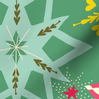 festive holiday stars // emerald green // large