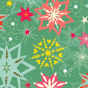 festive holiday stars // emerald green // large