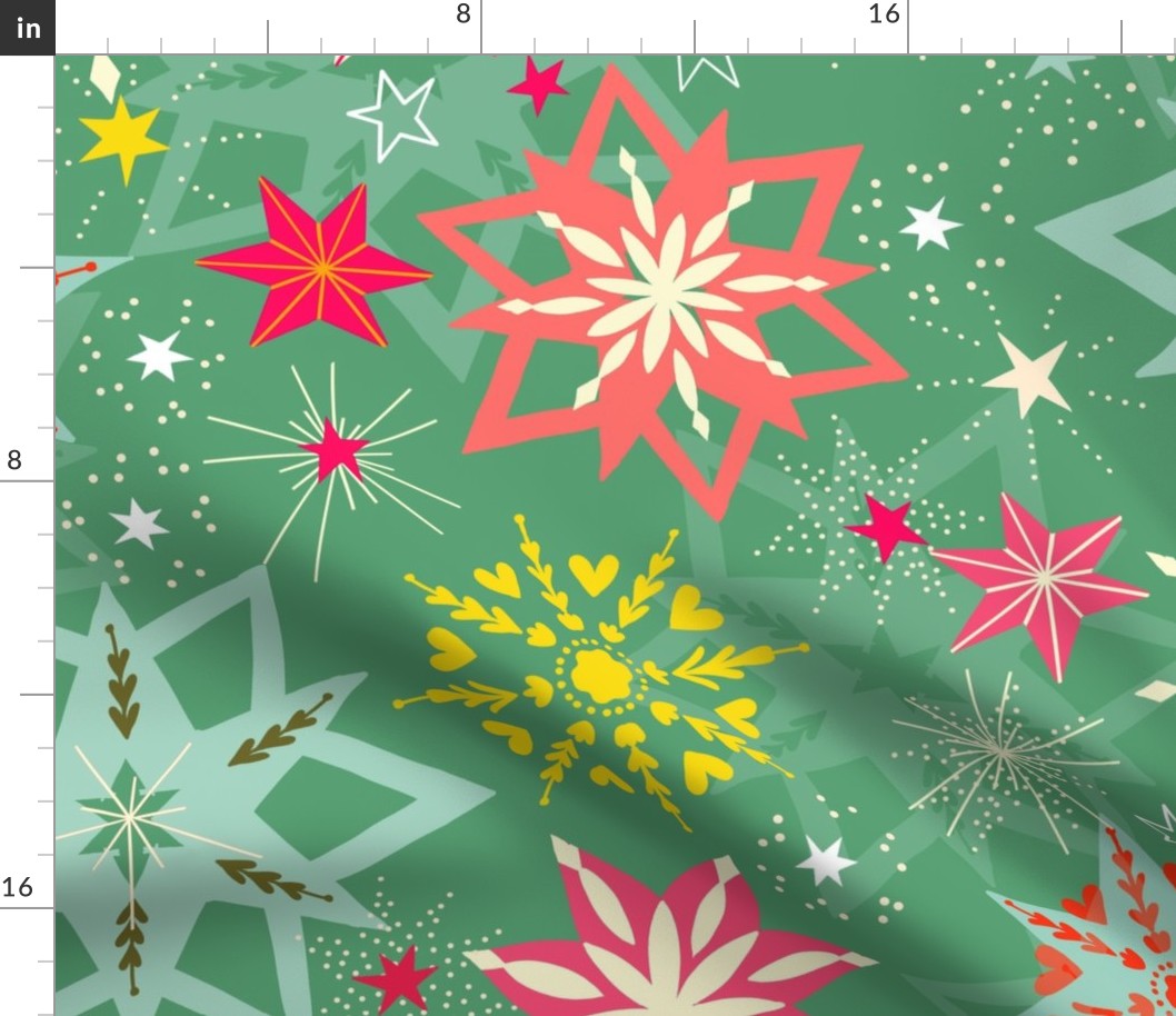 festive holiday stars // emerald green // large