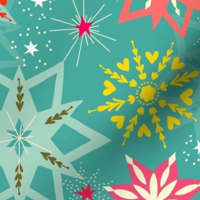 festive holiday stars // turquoise // medium