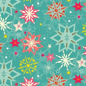 festive holiday stars // turquoise // medium