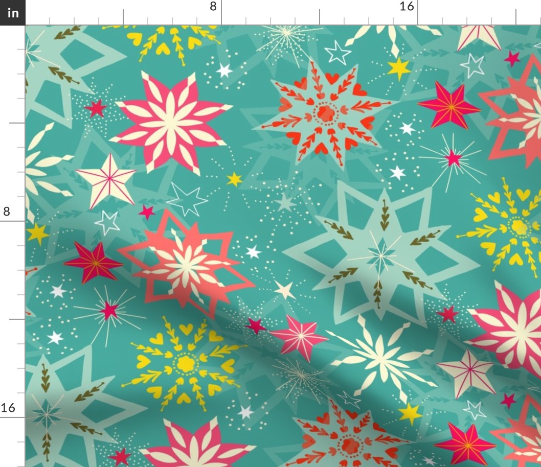 festive holiday stars // turquoise // medium