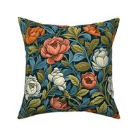 william morris roses in red and white