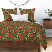 william morris roses in red