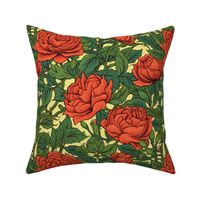 william morris roses in red