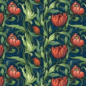 william morris red tulips 