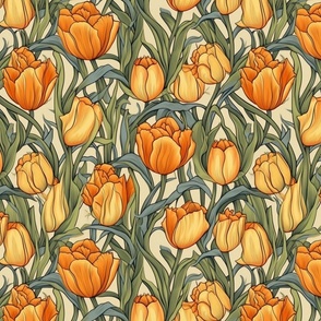 william morris yellow and orange tulips
