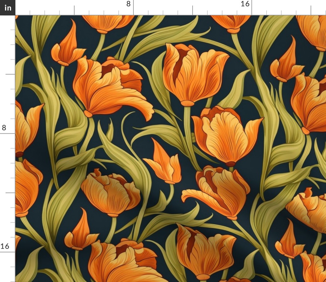 william morris orange tulips 