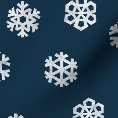 Winter Snow - simple snowflakes - navy - LAD23