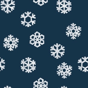 Winter Snow - simple snowflakes - navy - LAD23