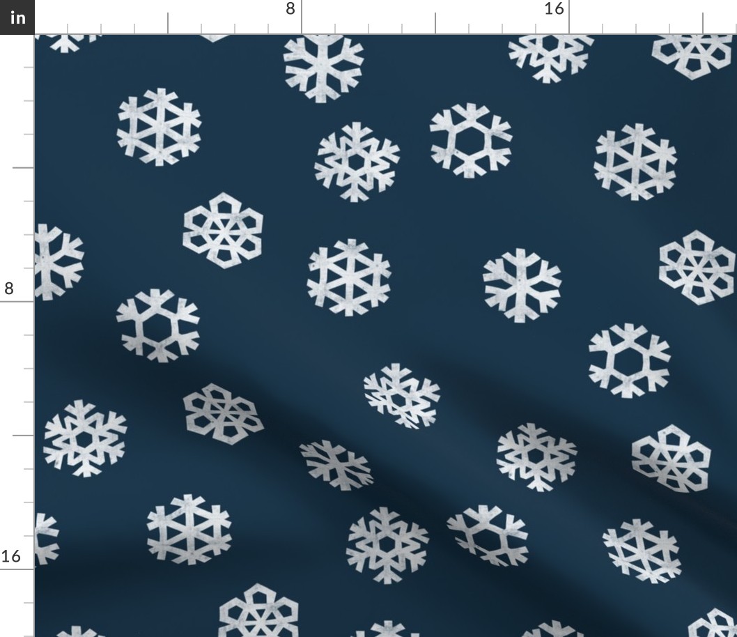 Winter Snow - simple snowflakes - navy - LAD23