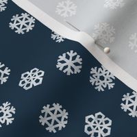 (small scale) Winter Snow - simple snowflakes - navy - LAD23