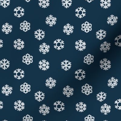 (small scale) Winter Snow - simple snowflakes - navy - LAD23