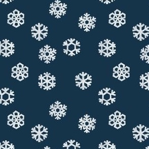 (small scale) Winter Snow - simple snowflakes - navy - LAD23